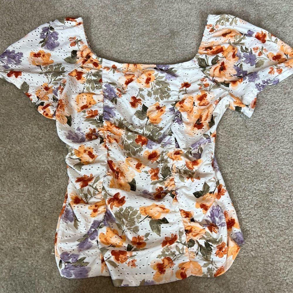 S.C. Society Floral Ruched Top women's size Small S